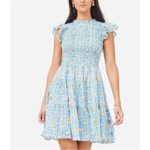 Oliphant Flirty Smocked Ruffle Dress